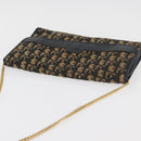 Christian Dior Trotter Canvas Chain Shoulder Bag Navy Gold Auth YKZ1289-6