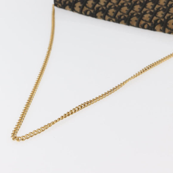 Christian Dior Trotter Canvas Chain Shoulder Bag Navy Gold Auth YKZ1289