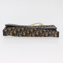 Christian Dior Trotter Canvas Chain Shoulder Bag Navy Gold Auth YKZ1289-5