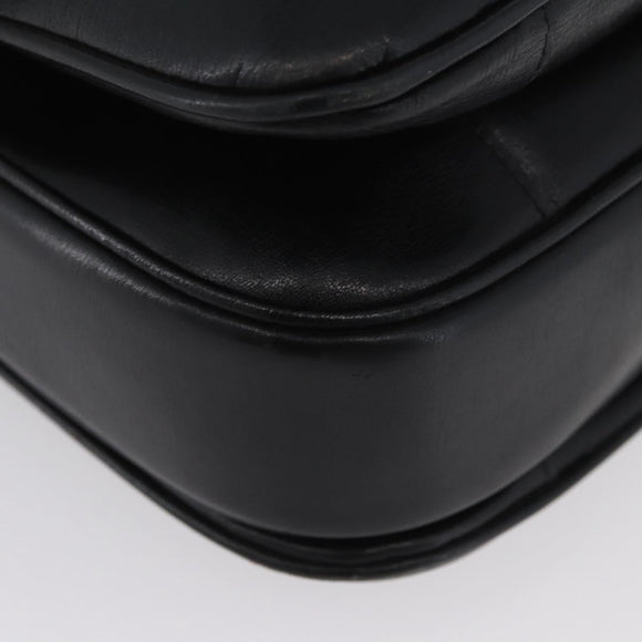CELINE Shoulder Bag Leather Black Gold Auth YKZ129