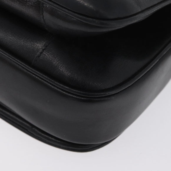 CELINE Shoulder Bag Leather Black Gold Auth YKZ129