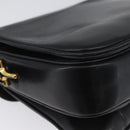 CELINE Shoulder Bag Leather Black Gold Auth YKZ129-15