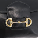CELINE Shoulder Bag Leather Black Gold Auth YKZ129-10