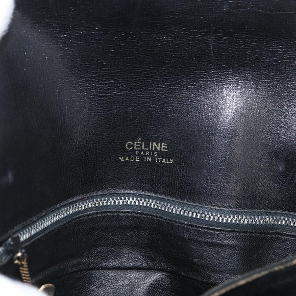 CELINE Shoulder Bag Leather Black Gold Auth YKZ129