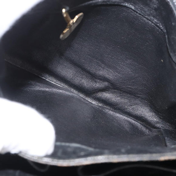 CELINE Shoulder Bag Leather Black Gold Auth YKZ129