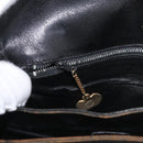 CELINE Shoulder Bag Leather Black Gold Auth YKZ129-21