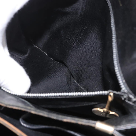 CELINE Shoulder Bag Leather Black Gold Auth YKZ129