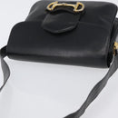 CELINE Shoulder Bag Leather Black Gold Auth YKZ129-6