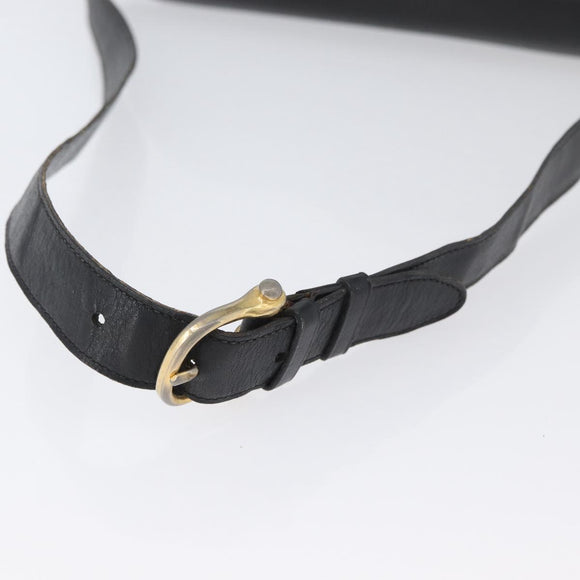 CELINE Shoulder Bag Leather Black Gold Auth YKZ129