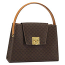CELINE Macadam Canvas Hand Bag PVC Leather Brown Gold Auth YKZ1290-1