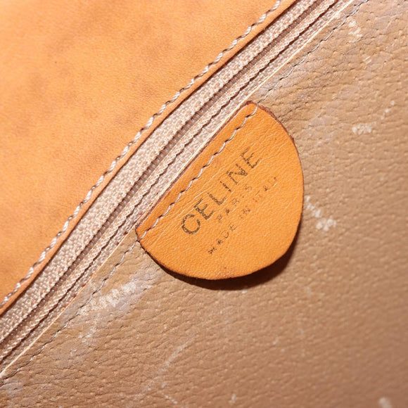 CELINE Macadam Canvas Hand Bag PVC Leather Brown Gold Auth YKZ1290