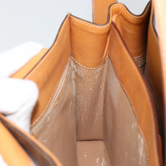 CELINE Macadam Canvas Hand Bag PVC Leather Brown Gold Auth YKZ1290