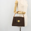 CELINE Macadam Canvas Hand Bag PVC Leather Brown Gold Auth YKZ1290-24