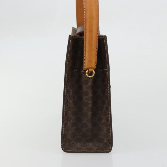 CELINE Macadam Canvas Hand Bag PVC Leather Brown Gold Auth YKZ1290