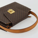 CELINE Macadam Canvas Hand Bag PVC Leather Brown Gold Auth YKZ1290-6