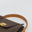 CELINE Macadam Canvas Hand Bag PVC Leather Brown Gold Auth YKZ1290-8