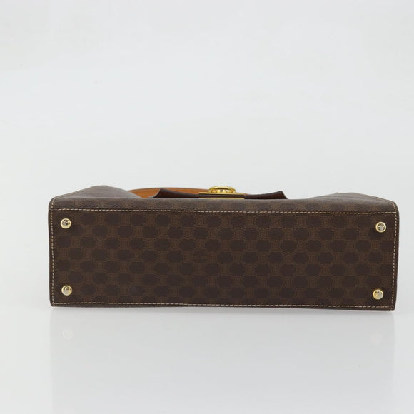 CELINE Macadam Canvas Hand Bag PVC Leather Brown Gold Auth YKZ1290
