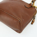 GUCCI Bamboo Hand Bag Leather 2way Brown Gold 007 1014 0231 Auth YKZ1296-17