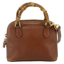 GUCCI Bamboo Hand Bag Leather 2way Brown Gold 007 1014 0231 Auth YKZ1296-13