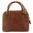 GUCCI Bamboo Hand Bag Leather 2way Brown Gold 007 1014 0231 Auth YKZ1296-2