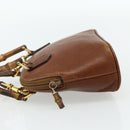 GUCCI Bamboo Hand Bag Leather 2way Brown Gold 007 1014 0231 Auth YKZ1296-3