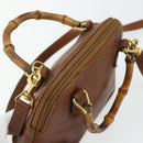 GUCCI Bamboo Hand Bag Leather 2way Brown Gold 007 1014 0231 Auth YKZ1296-6