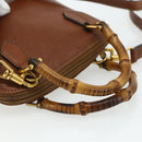 GUCCI Bamboo Hand Bag Leather 2way Brown Gold 007 1014 0231 Auth YKZ1296-7
