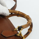 GUCCI Bamboo Hand Bag Leather 2way Brown Gold 007 1014 0231 Auth YKZ1296-14