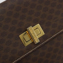 CELINE Macadam Canvas Shoulder Bag PVC Leather Brown Gold Auth YKZ1298-18