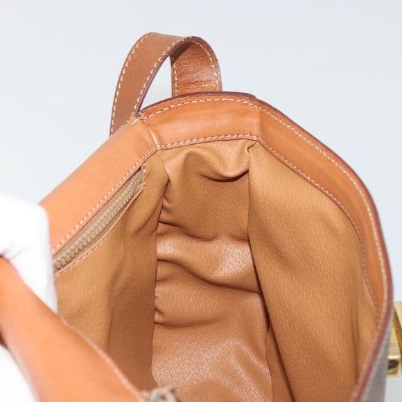 CELINE Macadam Canvas Shoulder Bag PVC Leather Brown Gold Auth YKZ1298