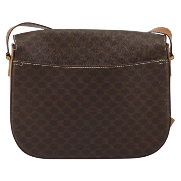CELINE Macadam Canvas Shoulder Bag PVC Leather Brown Gold Auth YKZ1298