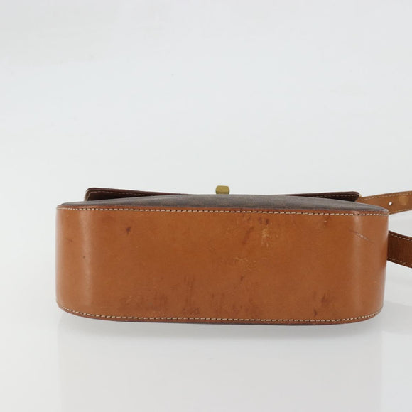 CELINE Macadam Canvas Shoulder Bag PVC Leather Brown Gold Auth YKZ1298