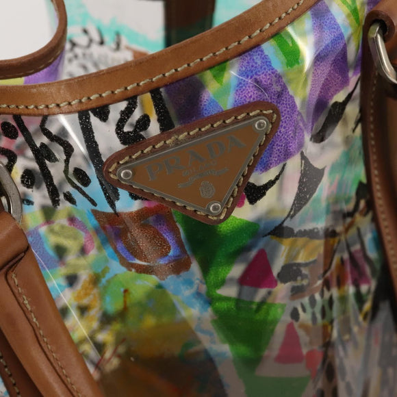 PRADA Handtas Vinyl Veelkleurig Zilver Auth YKZ1299A