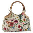 GUCCI Flora Bamboo Hand Bag Canvas Multicolor 137395 Auth YKZ1300A-1