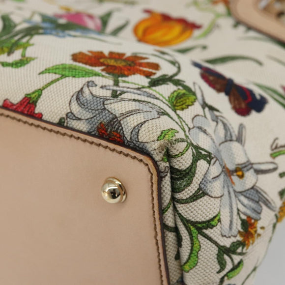 GUCCI Flora Bamboo Hand Bag Canvas Multicolor 137395 Auth YKZ1300A