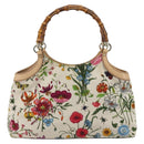 GUCCI Flora Bamboo Hand Bag Canvas Multicolor 137395 Auth YKZ1300A-2