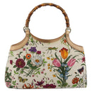GUCCI Flora Bamboo Hand Bag Canvas Multicolor 137395 Auth YKZ1300A-3