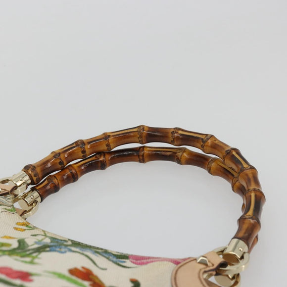 GUCCI Flora Bamboo Hand Bag Canvas Multicolor 137395 Auth YKZ1300A