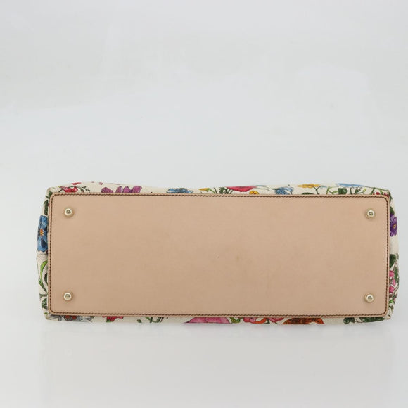 GUCCI Flora Bamboo Hand Bag Canvas Multicolor 137395 Auth YKZ1300A
