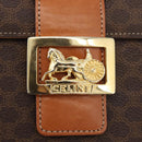 CELINE Macadam Canvas Horse Carriage Bag PVC Leder Braun Gold Auth YKZ1302-18