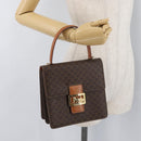 CELINE Macadam Canvas Horse Carriage Bag PVC Leder Braun Gold Auth YKZ1302-26