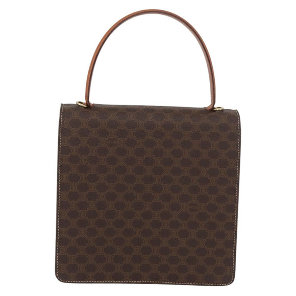 CELINE Macadam Canvas Horse Carriage Bag PVC Leder Braun Gold Auth YKZ1302