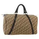 Christian Dior Trotter Canvas Boston Bag Beige Gold Auth YKZ1310-1
