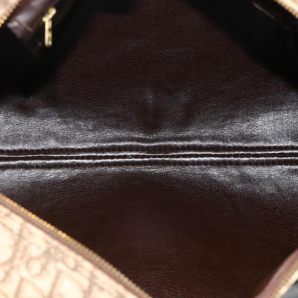 Christian Dior Trotter Canvas Boston Bag Beige Gold Auth YKZ1310