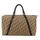 Christian Dior Trotter Canvas Boston Bag Beige Gold Auth YKZ1310-2