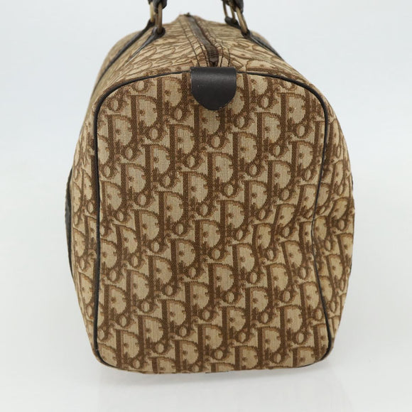 Christian Dior Trotter Canvas Boston Bag Beige Gold Auth YKZ1310