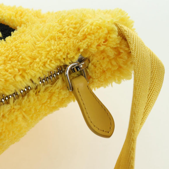PRADA Hand Pouch Pile Yellow Silver Auth YKZ1313M