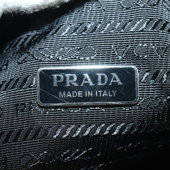 PRADA Hand Pouch Pile Yellow Silver Auth YKZ1313M