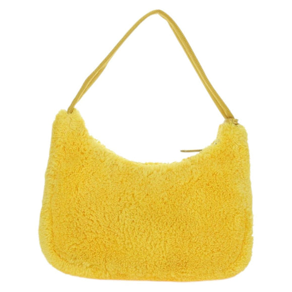 PRADA Hand Pouch Pile Yellow Silver Auth YKZ1313M