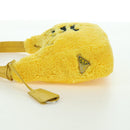 PRADA Hand Pouch Pile Yellow Silver Auth YKZ1313M-4